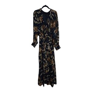 Elegant Black and Brown Floral Dress